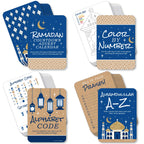 Big Dot of Happiness Ramadan - 4 Eid Mubarak Party Games - 10 Cards Each - Countdown Advent Calendar, Alhamdulillah A-Z, Alphabe