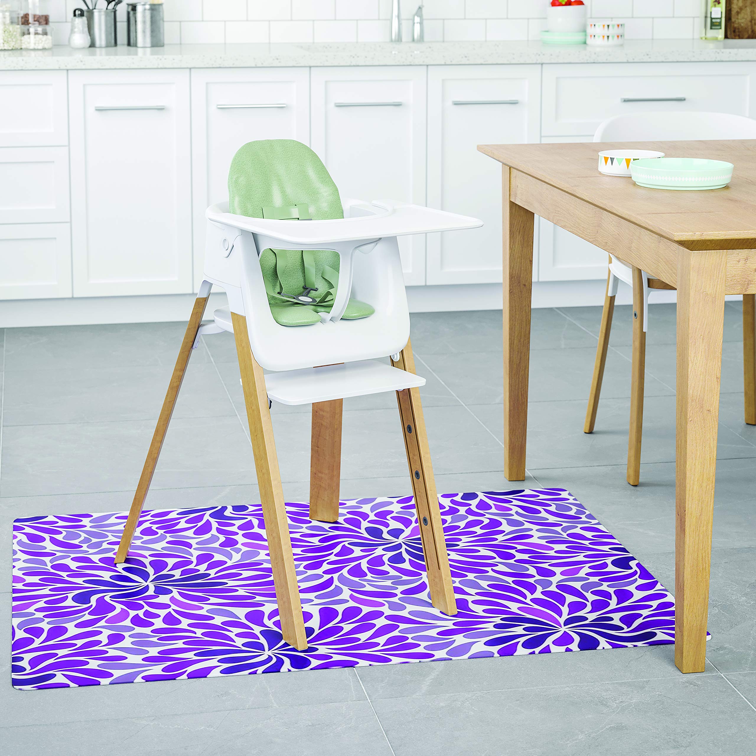 Deflecto FashionMat Chair Mat, Purple Rain Design, Hard Floor and Flat Pile Carpet Use, Non-Studded Rectangle, 35” x 40”