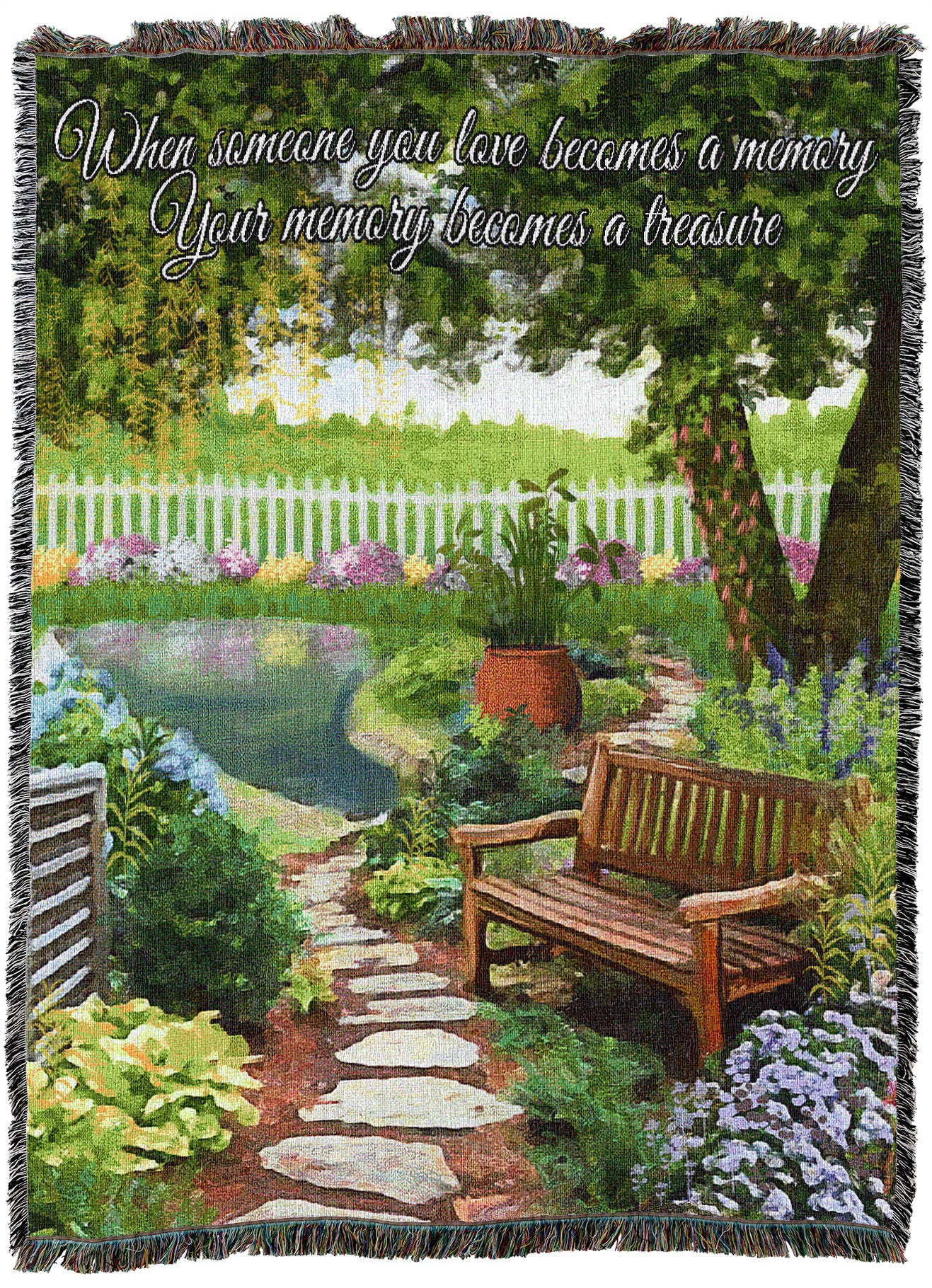 Pure Country Weavers Tranquil Garden Blanket Xl - When Someone You Love Becomes A Memory - Sympathy Bereavement Gift Tapestry Th