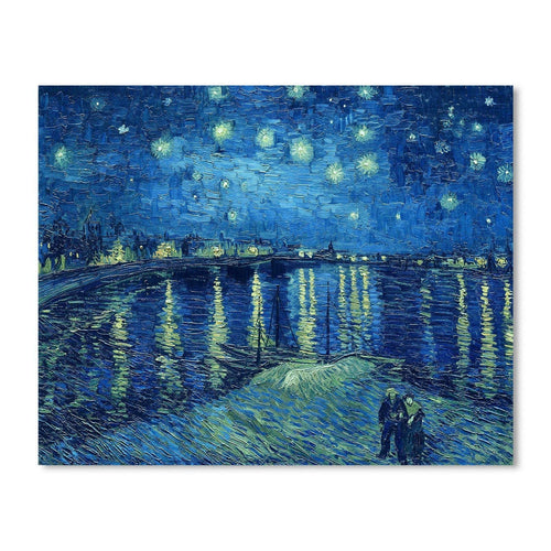 1 KINGO Van Gogh Canvas Wall Art: Starry Night over the Rhne Oil Painting Picture Reproduction Room Decor, Famous Art Prints Fra