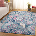 SAFAVIEH Madison Collection Area Rug - 53 Square, Blue & Grey, Non-Shedding & Easy Care, Ideal for High Traffic Areas in The Li