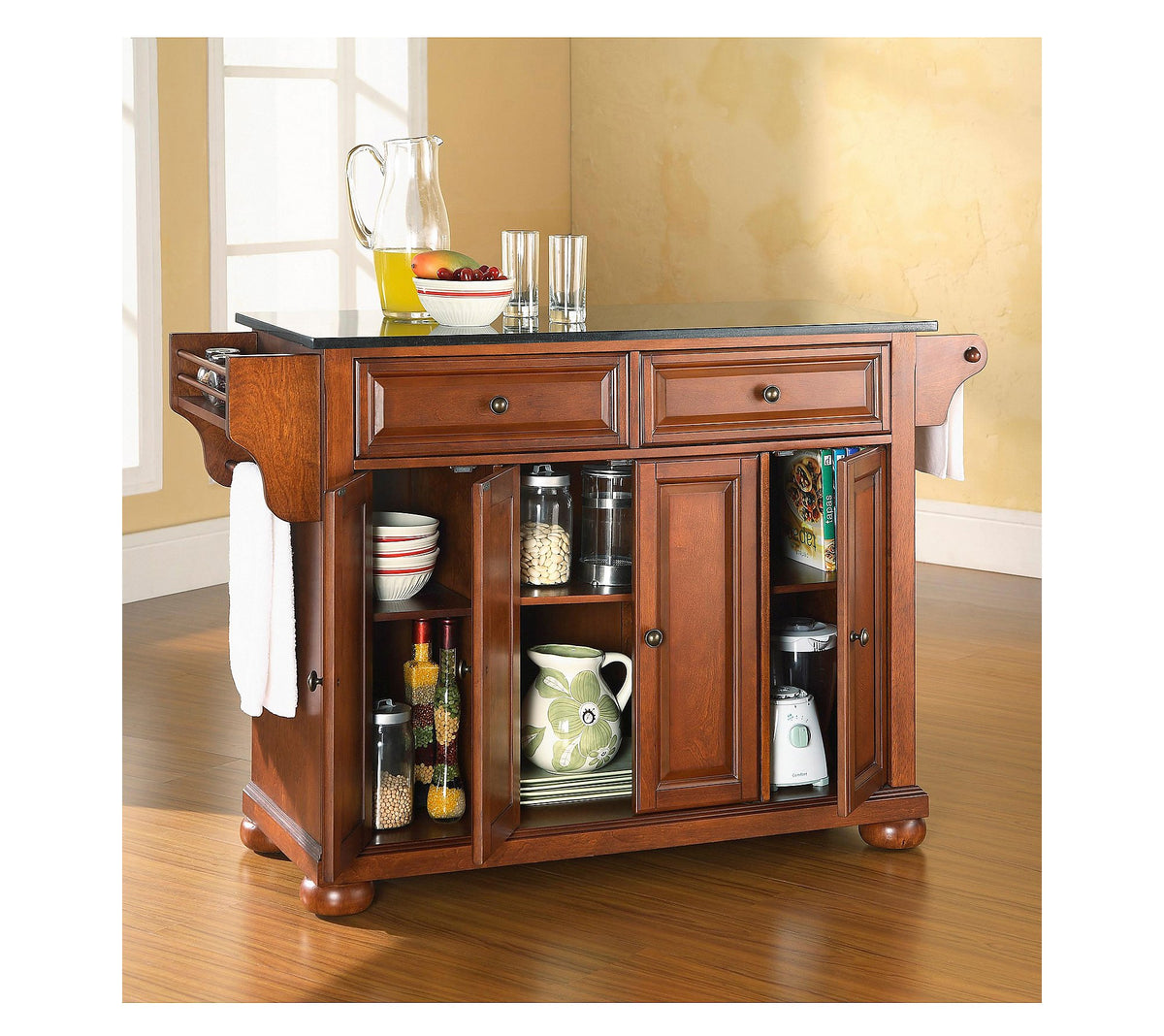 Crosley Furniture Alexandria Solid Granite Top Kitchen Island By Modern Marketing (Classic Cherry) (34&quot; H X 52&quot; W X 18&quot; D)