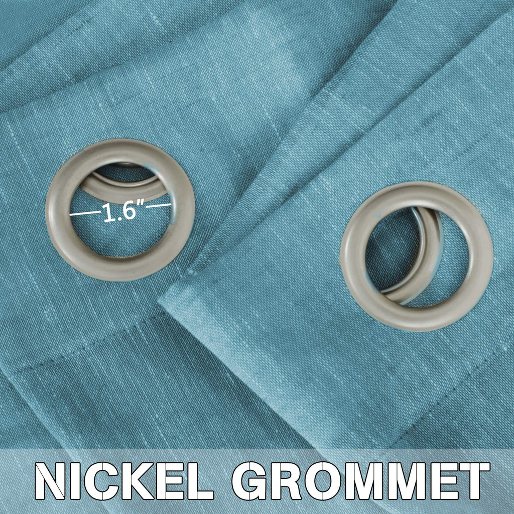 H.Versailtex Privacy Protection Home Fashion Natural Linen Rich Quality Curtain Sheers Multi Size 52X72 - Inch/Nickel Grommet Top Linen Curtain Panels Indoor Curtains (Set Of 2, Turquoise)