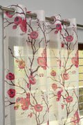 Vedartah Printed Sheer Net Door Curtains 7 Feet, Pack of 2 (Pink)