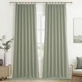 Sage Green Blackout Linen Curtains 96 Inches Long for Living Room Bedroom, Pinch Pleated Boho Light Drapes Viral Window Curtain 