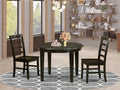 East West Furniture BOPF3-CAP-W 3 Piece Dining Room Table Set Contains a Round Kitchen Table and 2 Dining Chairs, 42x42 Inch, Cappuccino