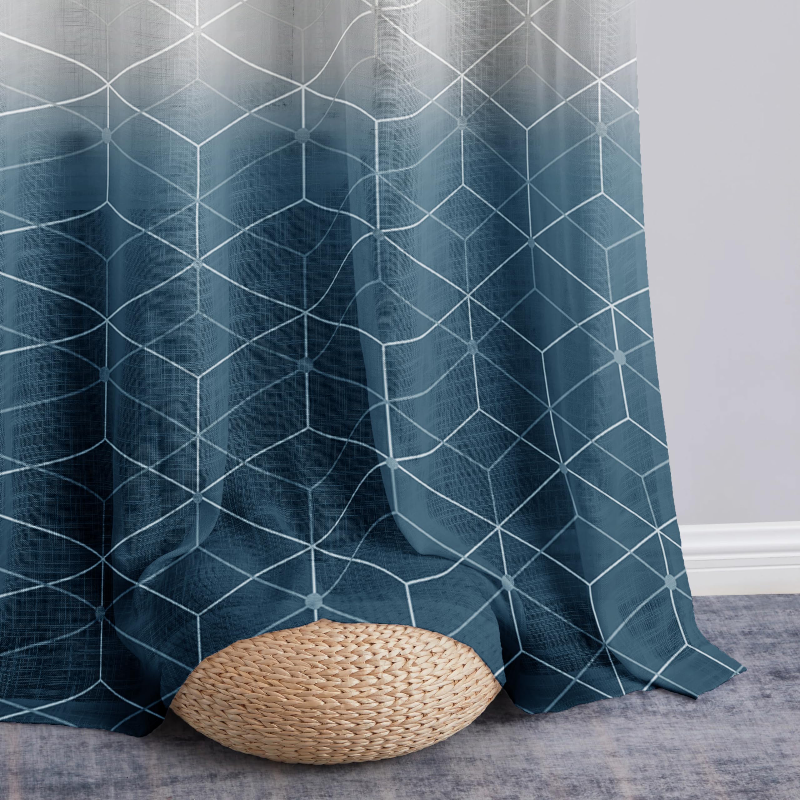Story@Home Door Curtains 7 Feet Long Set Of 1 | Geometric Print | Semi Transparent Curtain | Net Curtains | Sheer Curtain For Li