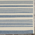 Safavieh Courtyard Collection Area Rug - 5'3'' X 7'7'', Black & Bone, Stripe Design, Non-Shedding & Easy Care, Indoor/Outdoor &