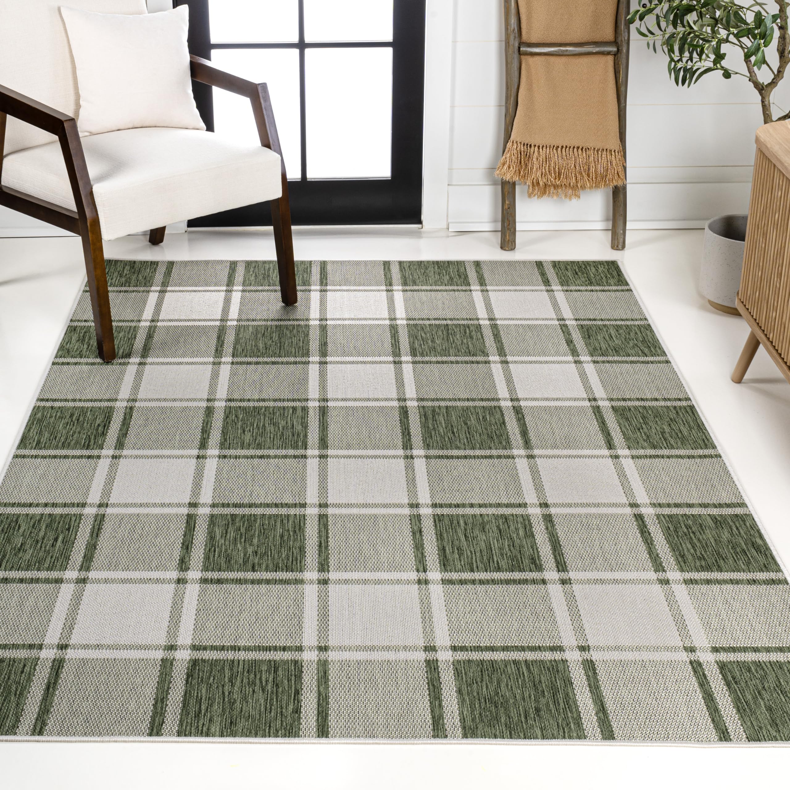 Jonathan Y Tsn203D-8 Sabine Traditional Farmhouse Bold Gingham 8 Ft. X 10 Ft. Indoor/Outdoor Area Rug Easy-Cleaning, For Backyar