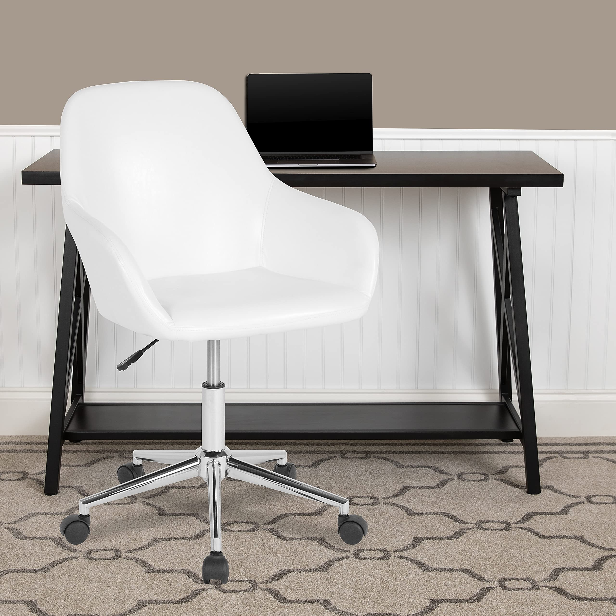Flash Furniture Cortana Home And Office Mid-Back Chair In White Leathersoft