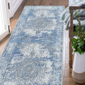 jinchan Area Rug 2x6 Washable Rug Runner Rug Hallway Vintage Blue Distressed Rug Kitchen Indoor Foldable Thin Rug Traditional Fl