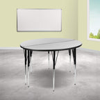 Flash Furniture 2 Piece 47.5" Circle Wave Collaborative Grey Thermal Laminate Activity Table Set - Standard Height Adjustable Legs