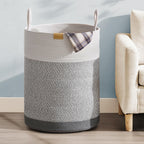 Nunsino 75L Laundry Hamper Basket,Baby Nursery Woven Storage Basket for Toys Bin,Pillows,Blankets,Clothes,Grey&White