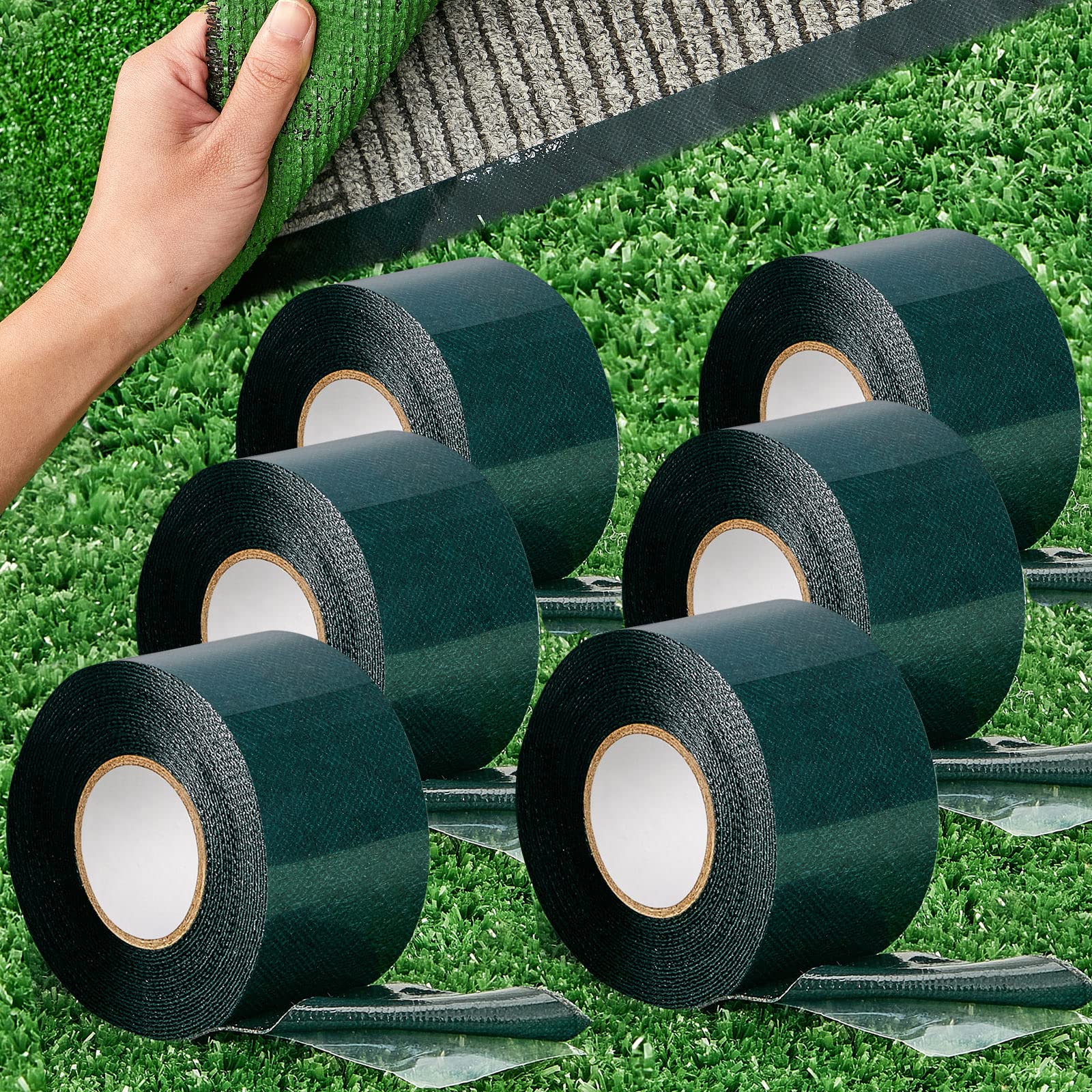 6 Rolls 2 In X 16.5 Ft Double Sided Turf Tape Artificial Grass Tape Self Adhesive Grass Rug Tape Artificial Turf Tape For Lawn G
