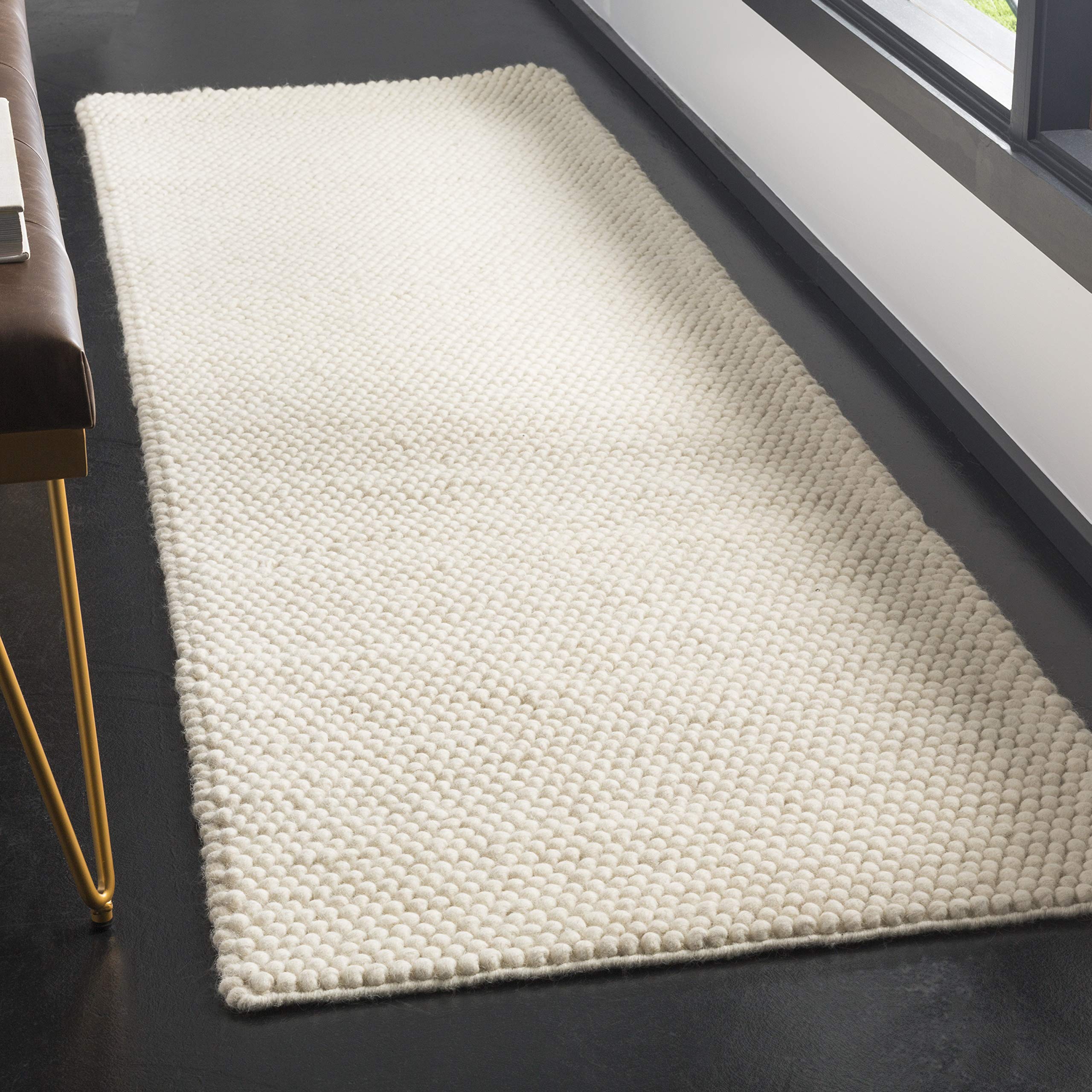 SAFAVIEH Natura Collection Runner Rug - 2 x 6, Ivory, Handmade Wool, Ideal for High Traffic Areas in Living Room, Bedroom (NAT