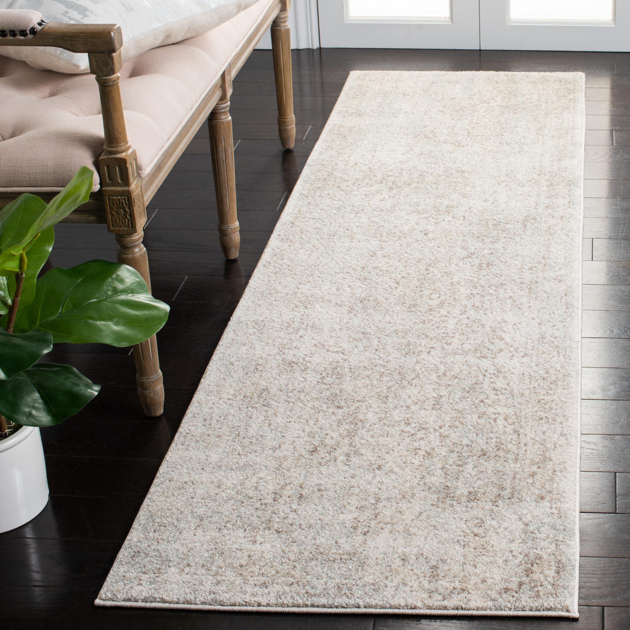 SAFAVIEH Evoke Collection Runner Rug - 22 x 11, Ivory & Taupe, Oriental Distressed Design, Non-Shedding & Easy Care, Ideal for