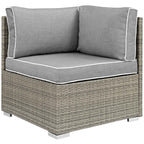 Modway Repose Wicker Rattan Outdoor Patio Ottoman wth Cushions in Light Gray Gray