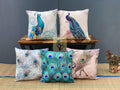 Shopping Tree Peacock Feather Canvas Cotton Cushion Cover Sofa 16 X 16 Inches, Set Of 5 PiecesFor Living Room/Bedroom