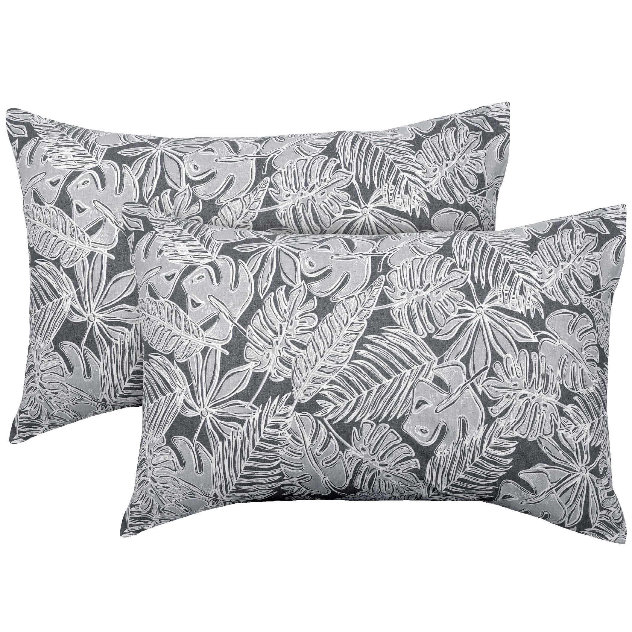 Huesland By Ahmedabad Cotton 144 Tc Cotton Pillow Covers Set Of 2  Grey & White