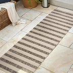 Jonathan Y Smb112A-28 Aveiro Wide Stripe Indoor Outdoor Area Rug, Bohemian, Coastal, Mediterranean Easy Cleaning,Bedroom,Kitchen,Backyard,Patio,Non Shedding, Beige/Brown, 2 X 8