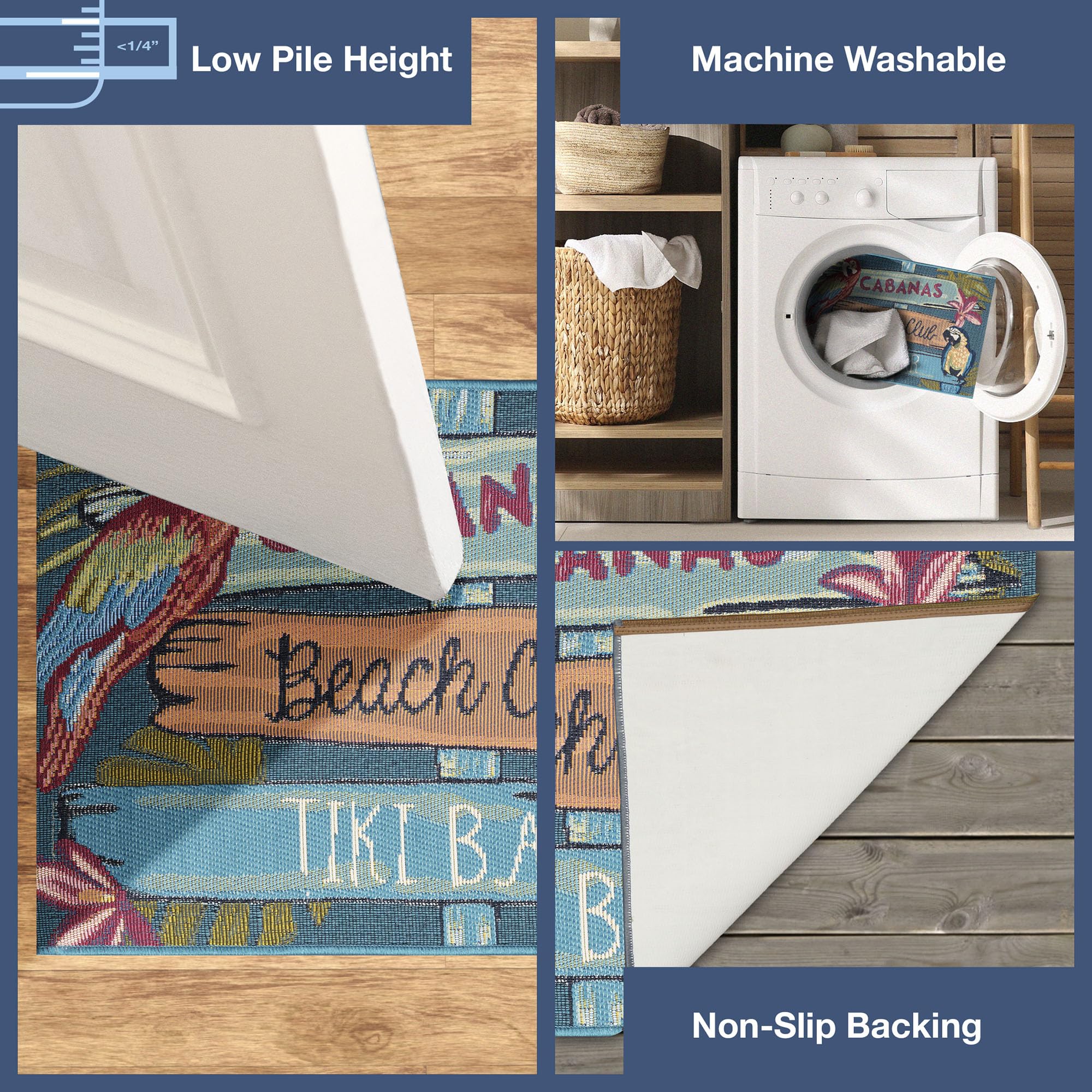 Liora Manne Esencia Indoor/Outdoor Power Loomed Latex Back Non Slip Mat - Transitional Whimsical Beach Colorful (Summer Signs Multi) (2' X 2'10')