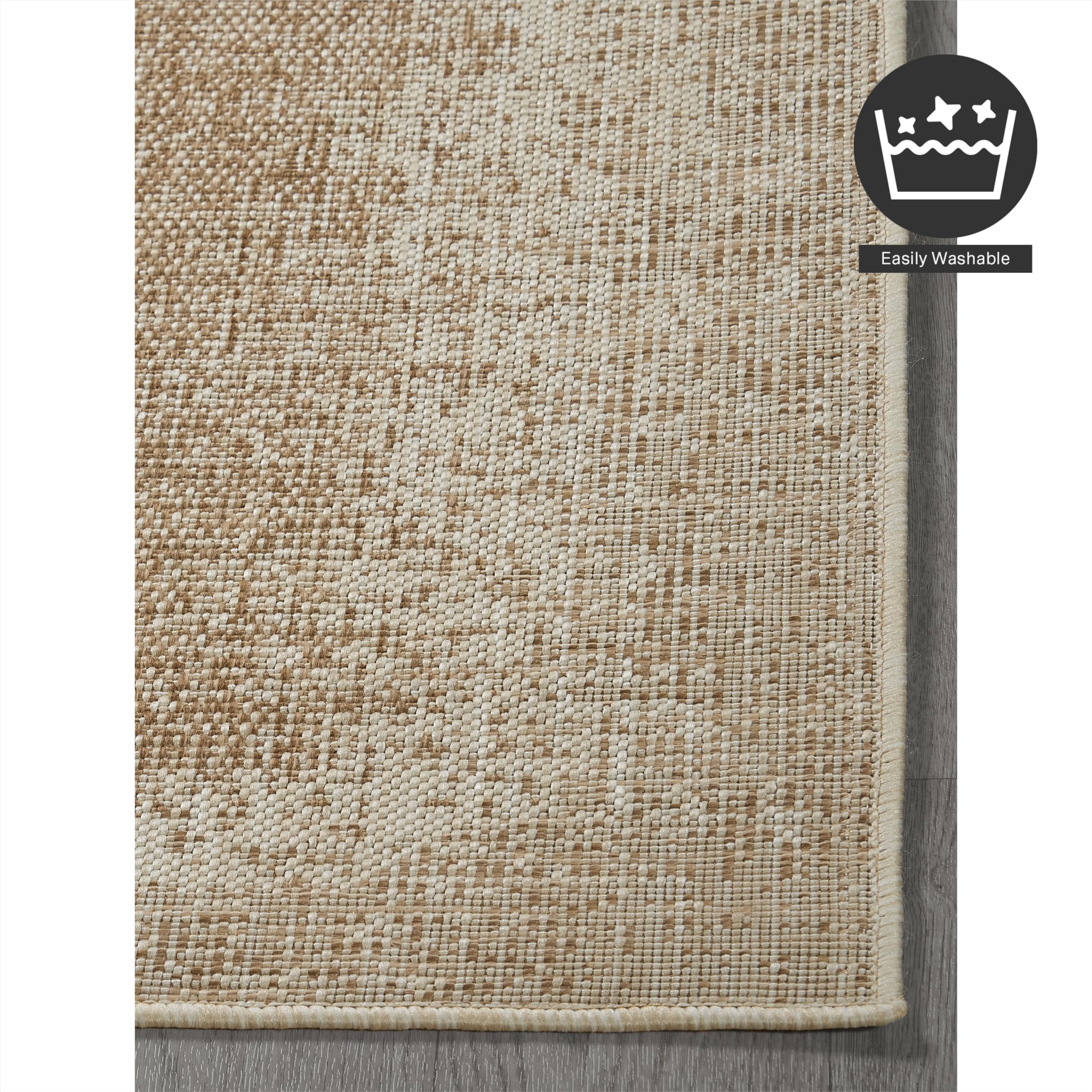 Fh Home Outdoor Area Rug - Waterproof Easy To Clean Stain Resistant - Patio Indoor Outdoor Porch Deck Balcony Entryway - Ombre M