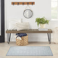 Nourison Courtyard Indoor/Outdoor Ivory Blue 3' X 5' Area Rug, Geometric, Easy Cleaning, Non Shedding, Bed Room, Living Room, Di