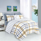Elegant Comfort Silky Soft 8-Piece Plaid Lodge Bed-In-A-Bag Comforter Set, Includes 4Pc Smart Sheet Set, Comforter, Decorative Pillow, Matching Pillowcases And Shams - Twin/Twin Xl, Gold