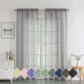Chyhomenyc Marilyn Charcoal Grey Sheer Curtains 84 Inch Length 2 Panels, Light Filtering Airy 3D Leaf Clip Jacquard Textured Cur