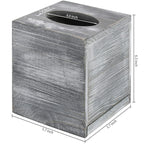 Mygift Graywashed Wood Decorative Tissue Box Holder Cover, Bathroom Facial Tissue Box Cover With Easy Refill Slide-Out Bottom Pa