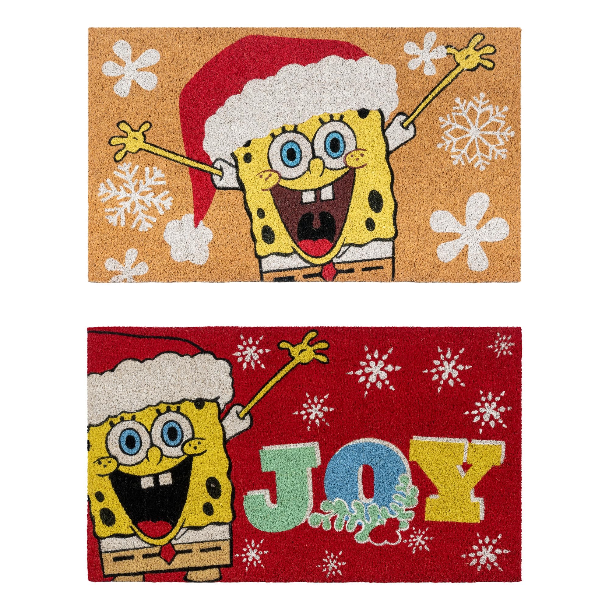 Gertmenian Spongebob Squarepants Coir Mat (2-Pack) Welcome Mats For Front And Back Door, Home Entrance, Garage, Home Decor, 20'