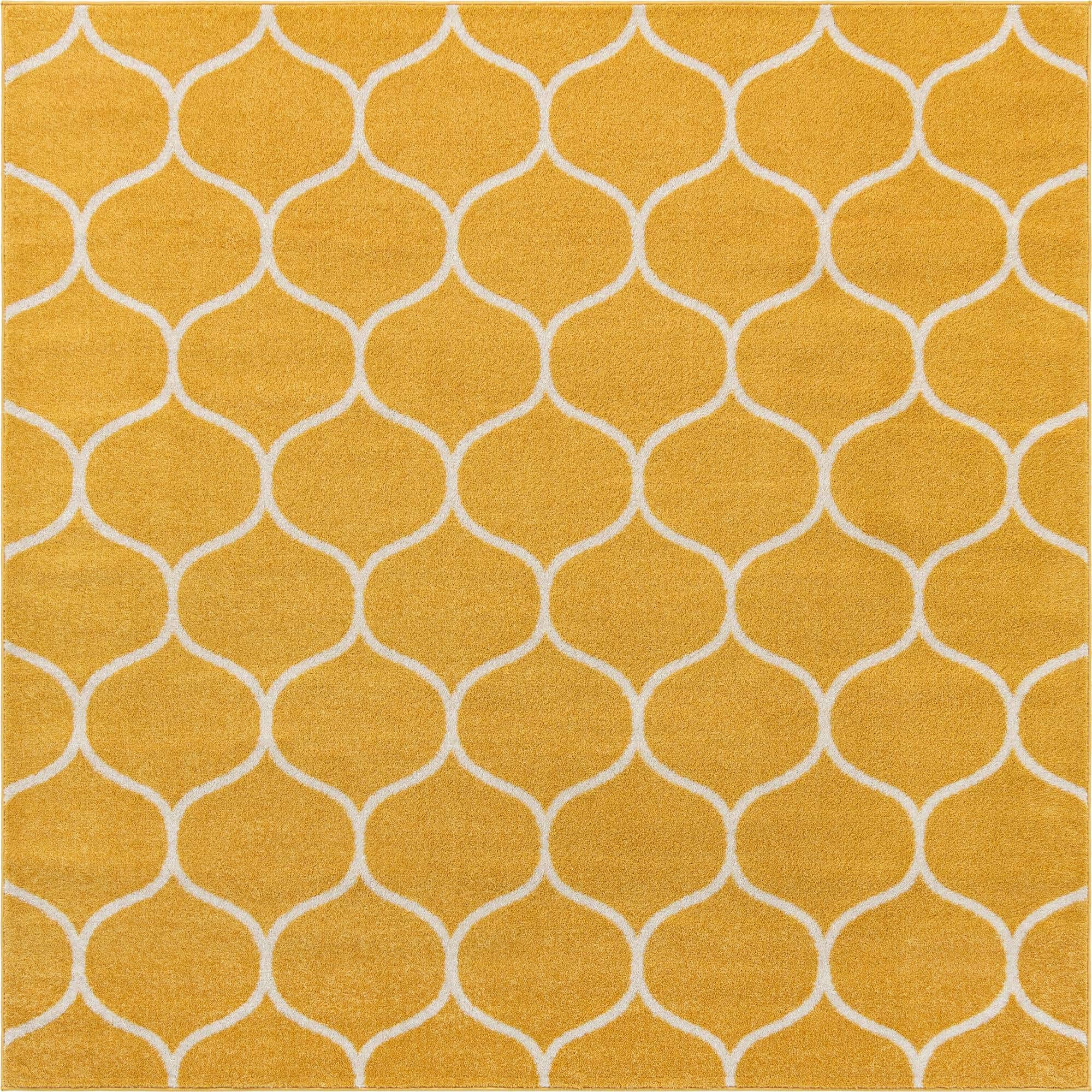 Unique Loom Trellis Frieze Collection Area Rug - Rounded (7' 10'' Square, Yellow/ Ivory)