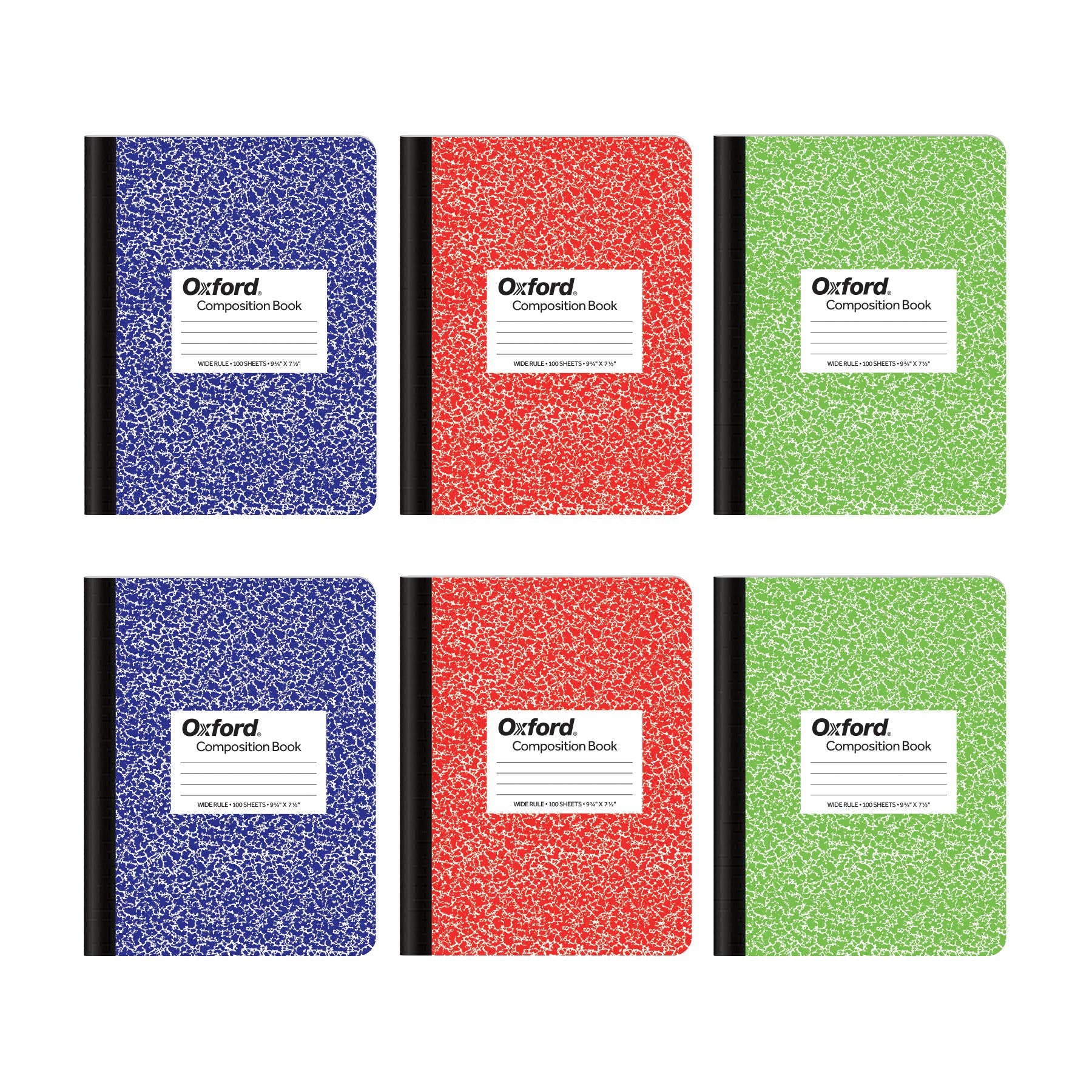 Oxford Composition Notebook 6 Pack, School Supplies, Notebooks For School, Wide Ruled Paper. 9-3/4 X 7-1/2 Inches, 100 Sheets, A