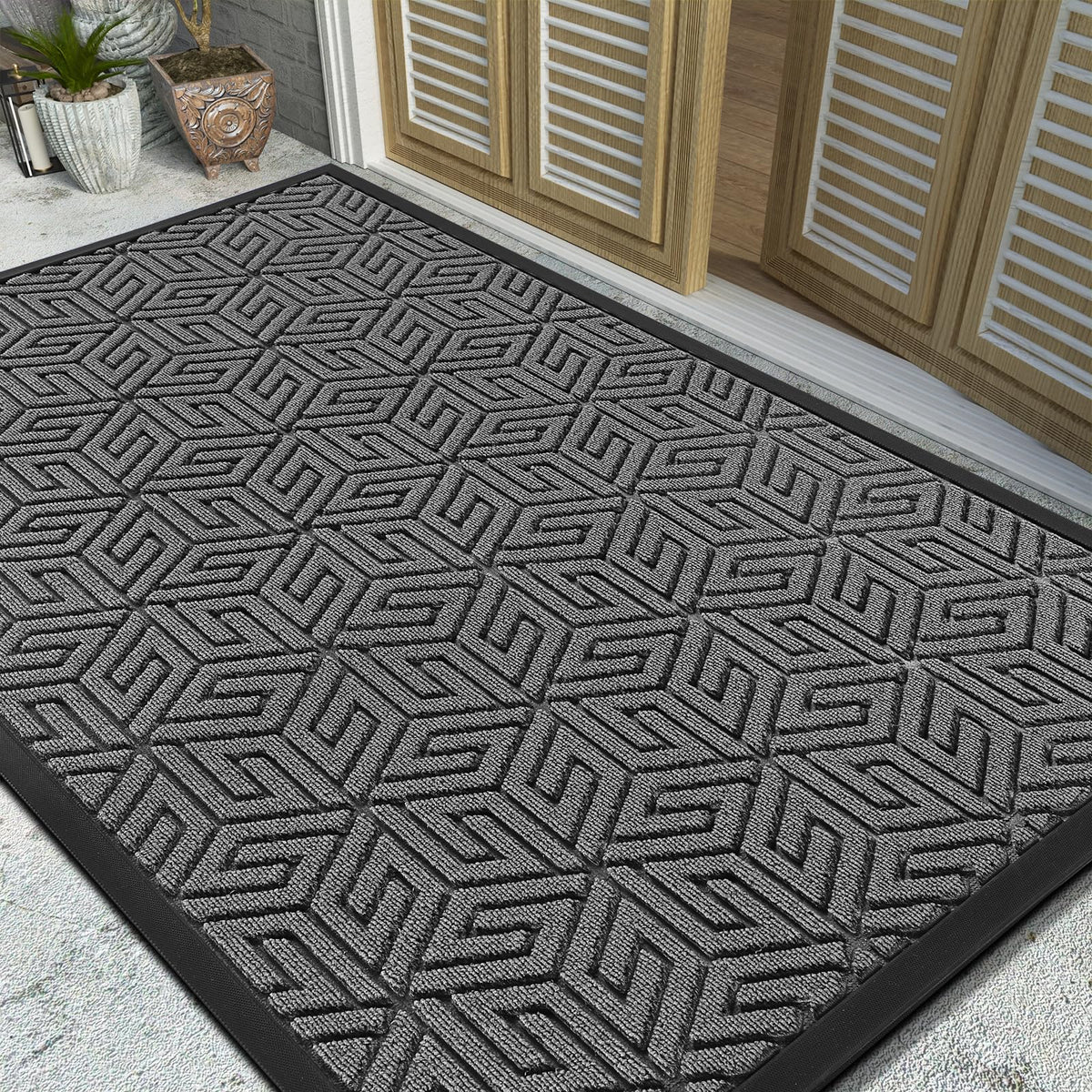 Yimobra Sturdy Front Entrance Door Mat, Heavy Duty Outdoor Indoor Doormat Entryway Floor Mat, Non Slip Rubber Backing, Easy Clea