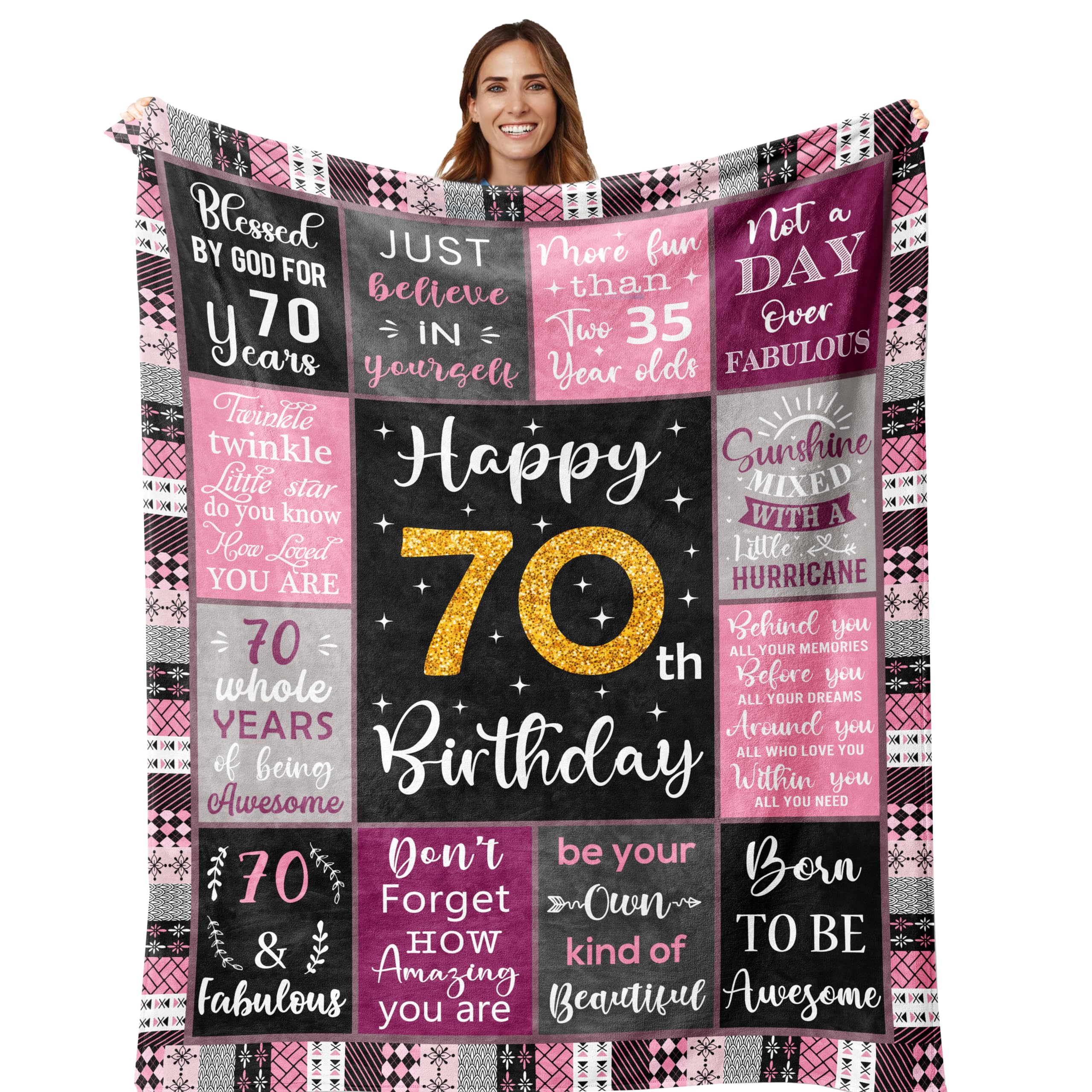 Amonee-Yl 70Th Birthday Gifts For Women, Gifts For 70 Year Old Woman, 70Th Birthday Gifts Blanket 50'X60', Best Gifts For 70 Y