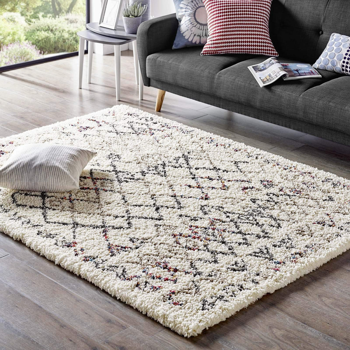 Modway Skadi Rainbow Diamond 5X8 Shag Area Rug