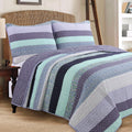 Cozy Line Home Fashions 100% Cotton Reversible Lilac Purple Floral Striped Cottage Quilt Bedding Set Coverlet Bedspread For All