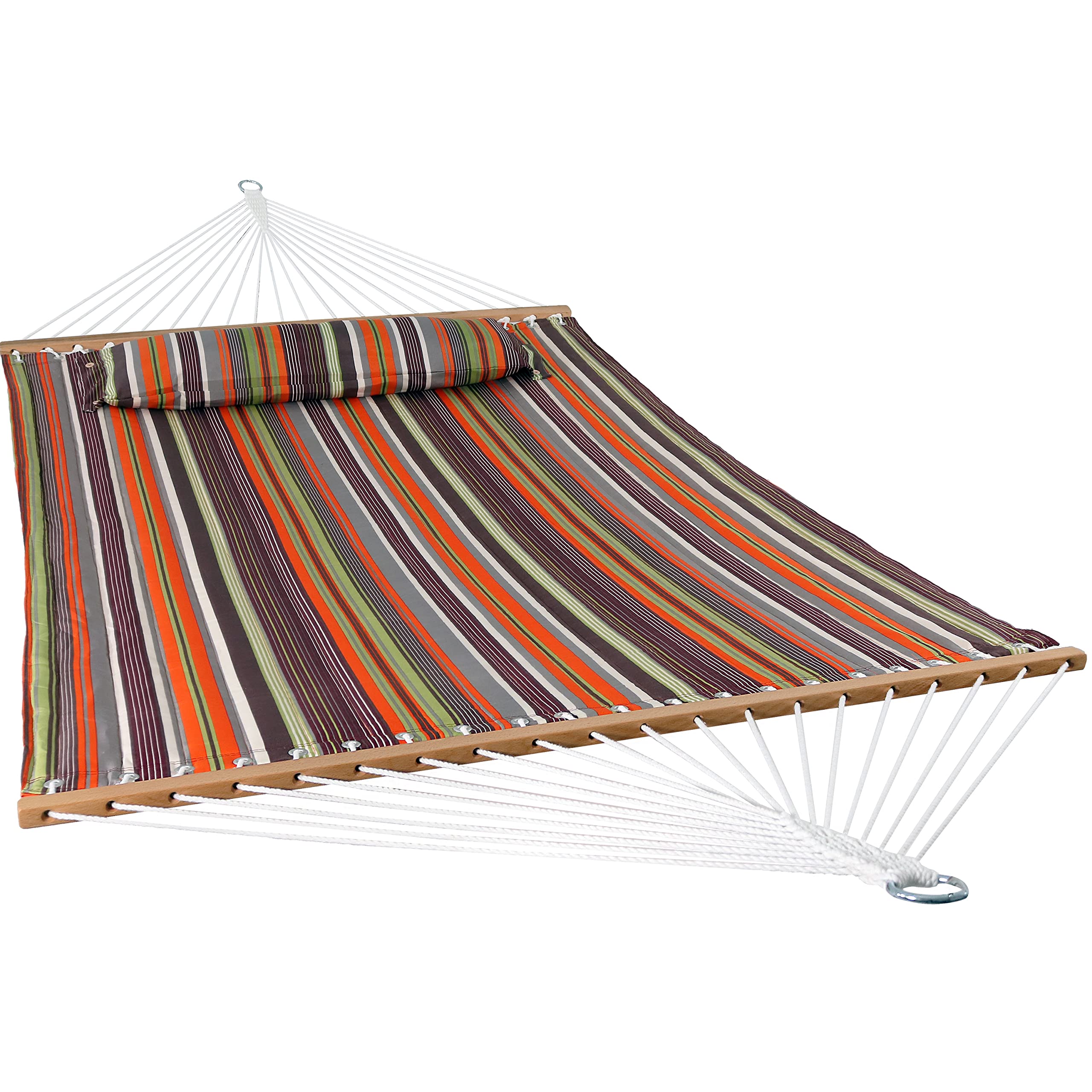 Sunnydaze Outdoor Quilted Fabric Hammock - Two-Person with Spreader Bars - Heavy-Duty 450-Pound Capacity - Canyon Sunset