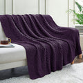 Aormenzy Dark Purple Cable Knit Throw Blanket, Soft & Warm Knitted Blanket Throw For Couch Bed Sofa Living Room, 50 X 60 Inch