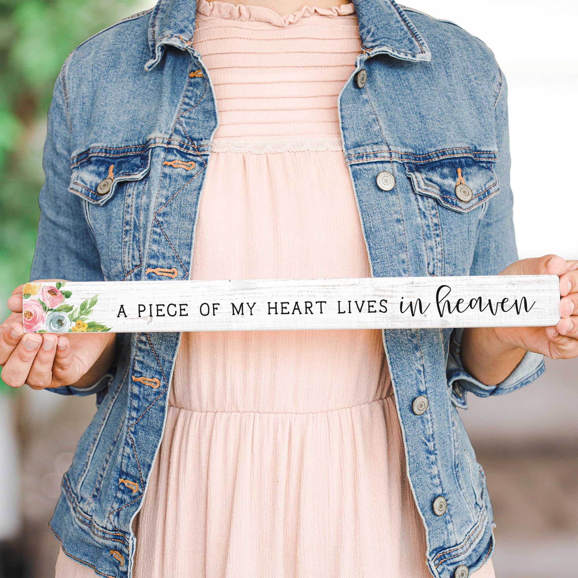 Simply Said, Inc Talking Sticks 16' X 1.5' Wood Sign - A Piece Of My Heart Lives In Heaven
