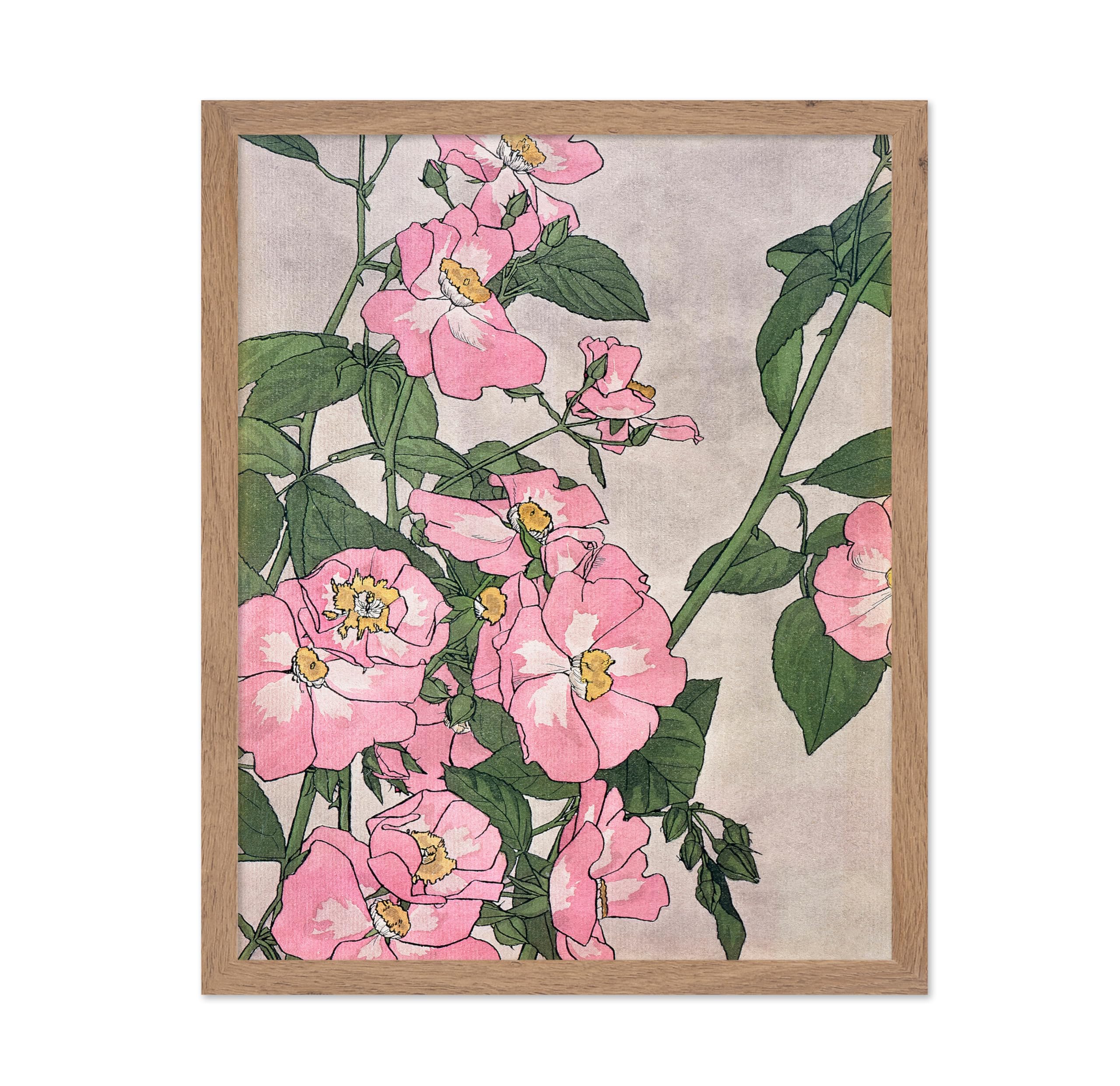 Poster Master Vintage Flower Poster - Retro Pink Flowers Print - Floral Wall Art - Aesthetic Gift for Her, Florist, Flower Lover