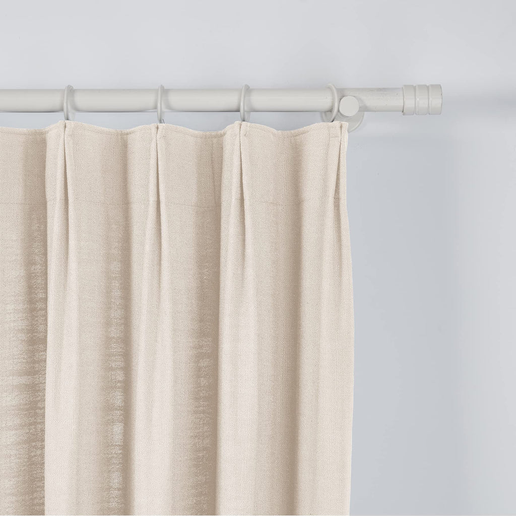 Twopages Double Layer Lined Pinch Pleated Curtain Sand Beige Linen Blend Light Filtering Room Darkening Curtain For Kitchen, Win