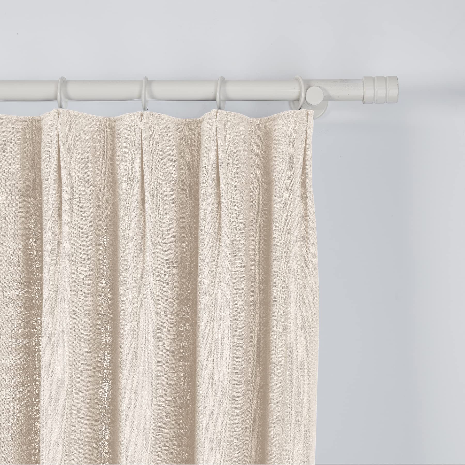Twopages Double Layer Lined Pinch Pleated Curtain Sand Beige Linen Blend Light Filtering Room Darkening Curtain For Kitchen, Win