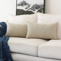 Home Brilliant Lined Linen Burlap Rectangular Accent Throw Pillow Covers Cushion Cover For Couch Bedroom, 12X20 Inches, Set Of 2