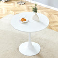 Cripnas Round Dining Table For Small Space,32' Tulip Table With Metal Pedestal Base,White Leisure Tables For 2 To 4 Person For
