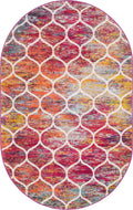 Unique Loom Trellis Frieze Collection Area Rug - Rounded (5 x 8 Oval, Multi/ Black)