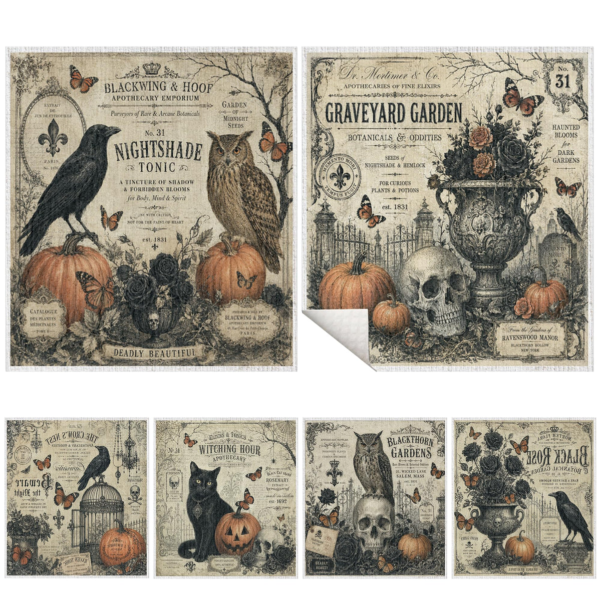 MOIZYNG Halloween Swedish Dishcloths for Kitchen 6 Pack