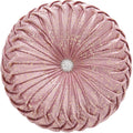 Eucior Round Throw Pillows,Blush Pink Pillows,Pink And Gold Throw Pillow,Soft Spandex Fabric,Pumpkin Pleated Handmade Pink Round