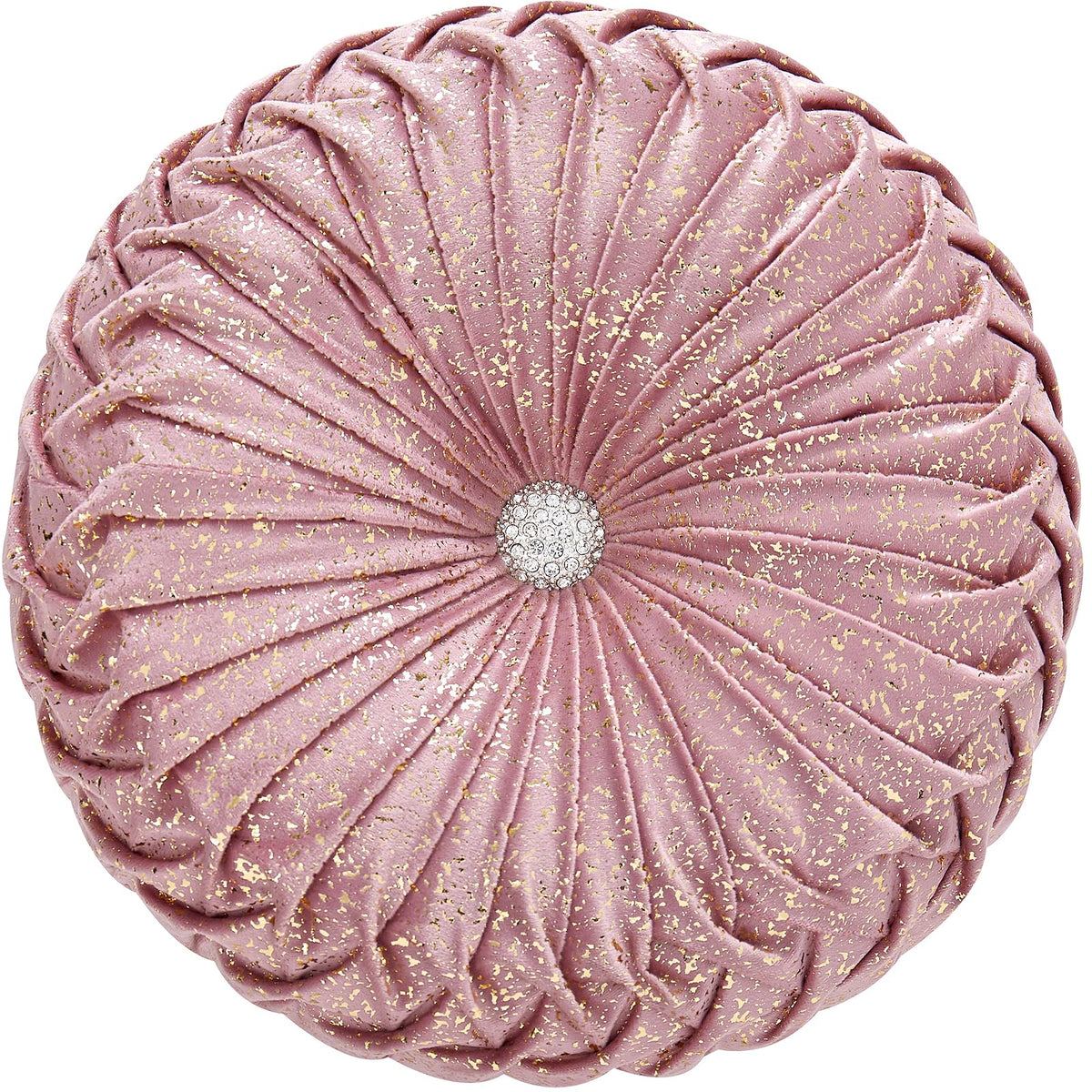 Eucior Round Throw Pillows,Blush Pink Pillows,Pink And Gold Throw Pillow,Soft Spandex Fabric,Pumpkin Pleated Handmade Pink Round