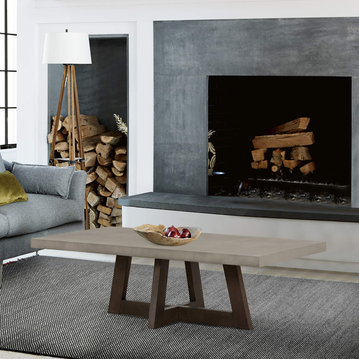 Armen Living Elodie Grey Concrete and Dark Grey Oak Rectangle Coffee Table